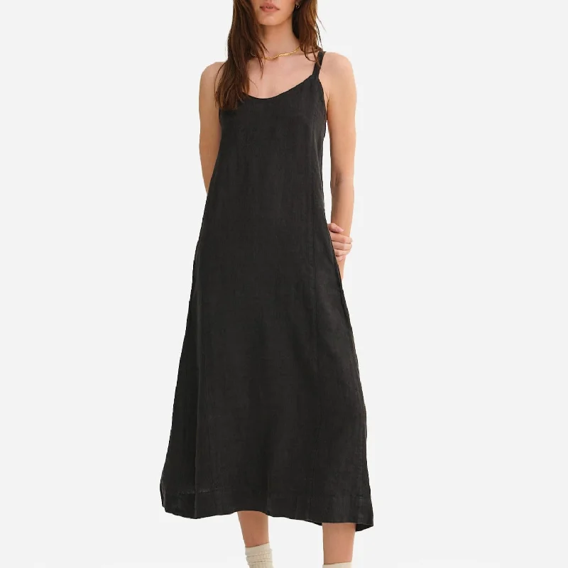 Organic Linen Tie Back Maxi Dress