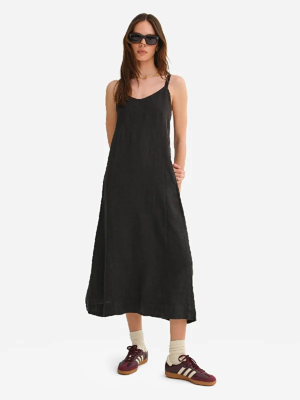 Organic Linen Tie Back Maxi Dress