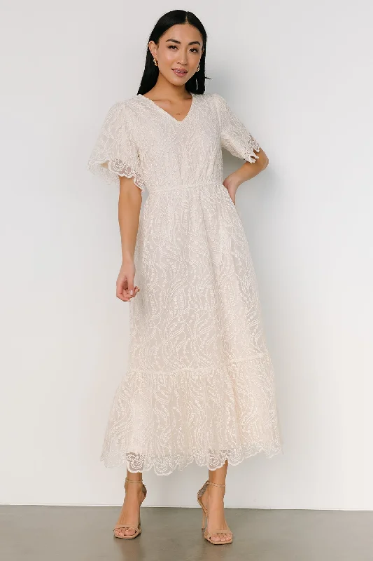 Roanoke Embossed Midi Dress | Vintage Cream