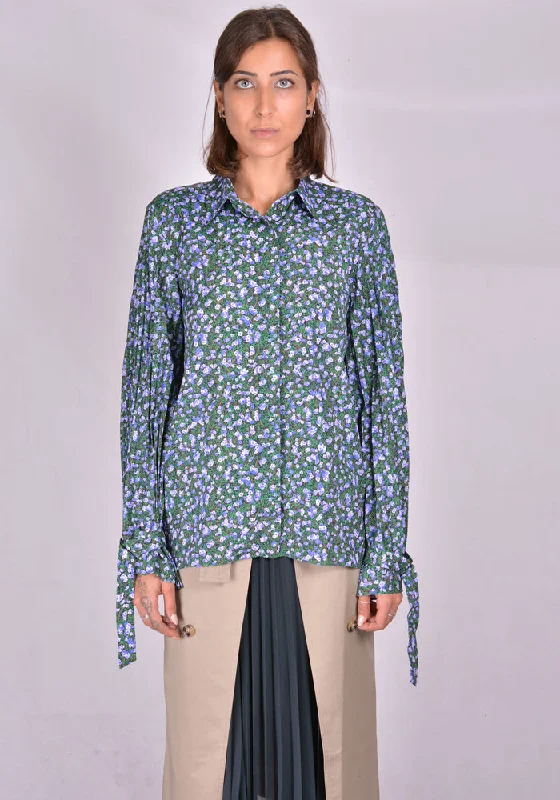 ROKH R0CA165 JP PLEATED SLEEVE BLOUSE FLOWER FIELD