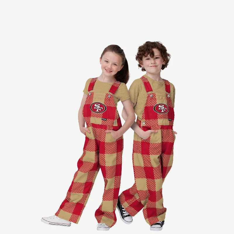 San Francisco 49ers Youth Plaid Bib Overalls