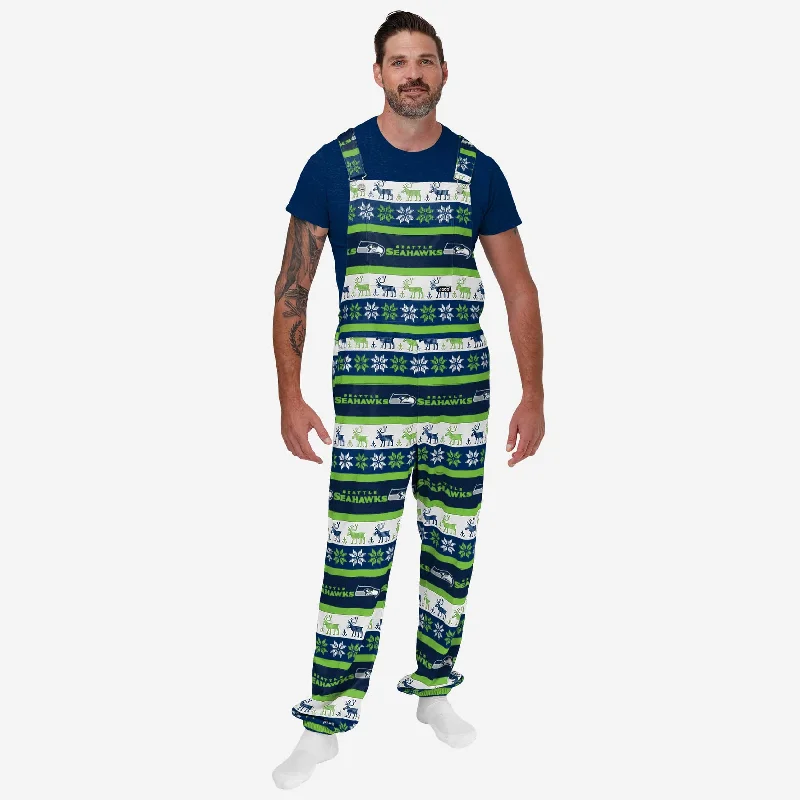 Seattle Seahawks Mens Ugly Home Gating Bib Overalls