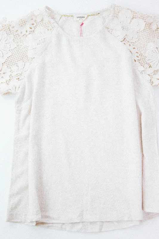 Sloane Floral Lace Top, Oatmeal