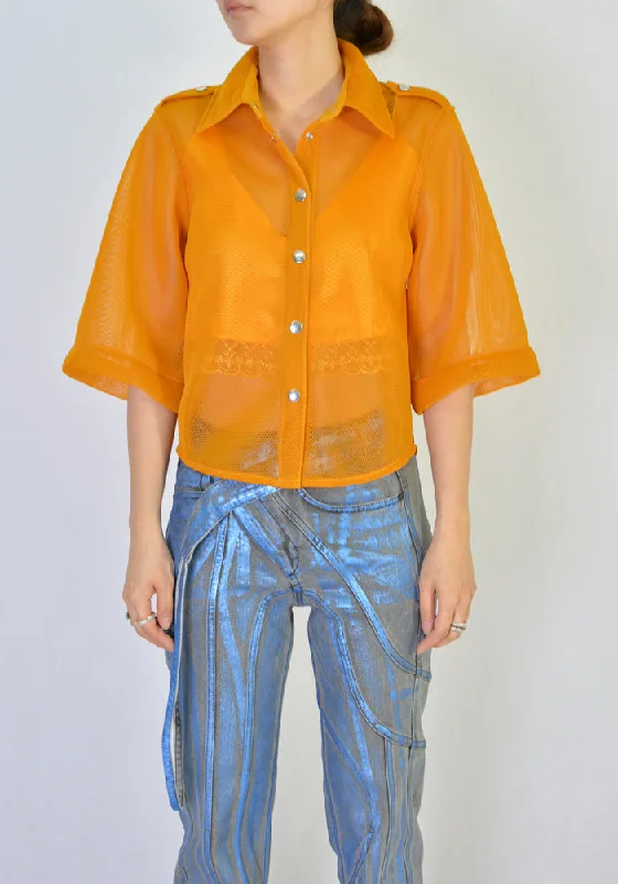 THEBE MAGUGU TM SS20-00016 MESH SAFARI SHIRT ORANGE