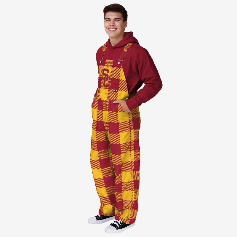 USC Trojans Mens Plaid Bib Overalls