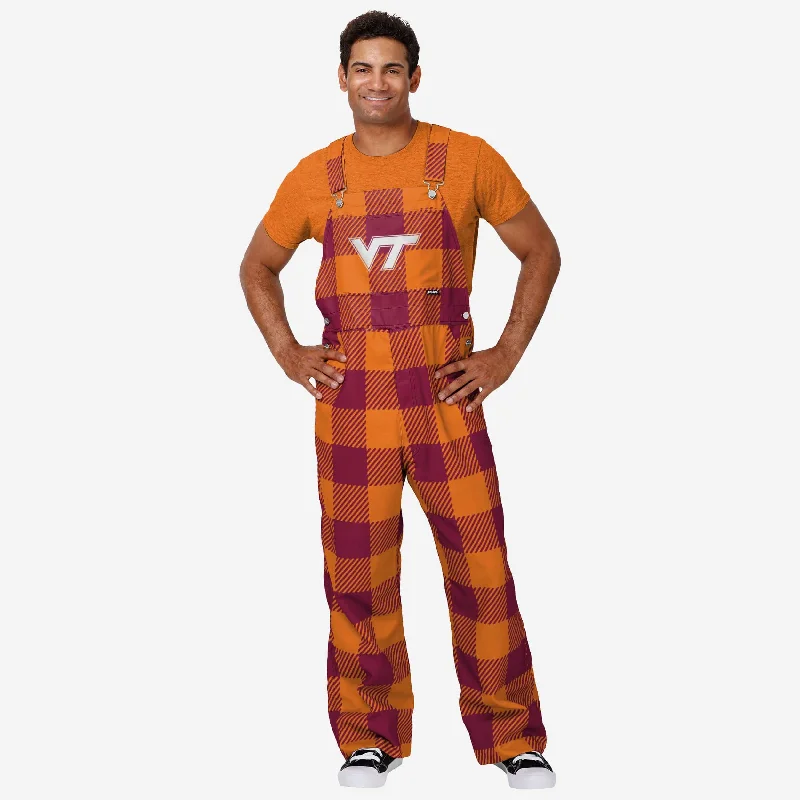 Virginia Tech Hokies Mens Plaid Bib Overalls