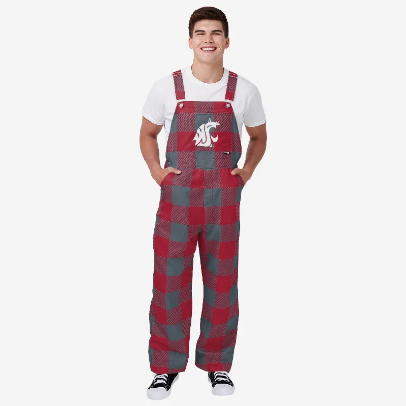 Washington State Cougars Mens Plaid Bib Overalls