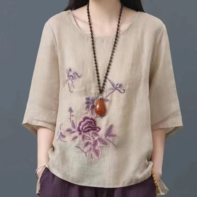 Women's Fashion Loose Cotton And Linen Tops