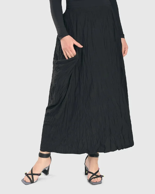 Yoffi Crinkle Skirt, Black