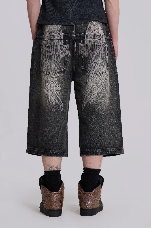 Men's Colored Jeans in Burgundy for a Bold and Fashion - Forward LookBlack Ethereal Colossus Jorts