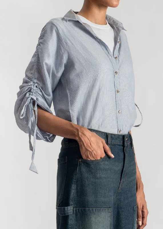 Men's Jeans with a Zip - Off Lower Leg for Convertible StyleBlue Button Down Shirt with Stringed Sleeves