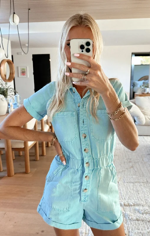 Men's Jeans with a Hidden Coin Pocket for Added ConvenienceCannon Romper ~ Spring Blue Denim