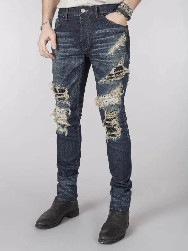 Plus Size Men's Straight Leg Jeans with Reinforced Knees for DurabilityDENIM