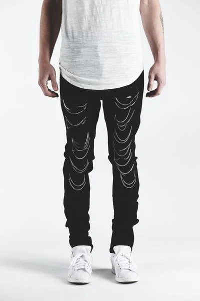Plus Size Men's Relaxed Fit Jeans with a Tapered Leg for a Laid - Back VibeGHOST DENIM (BLACK)