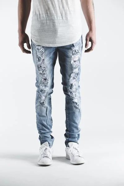 Men's Jeans with a Zip - Off Lower Leg for Convertible StyleGhost Denim (Light Blue)