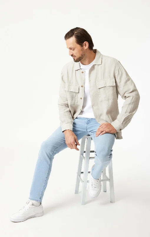 Men's Straight Leg Raw Denim Jeans for a Minimalist and Durable OptionJAKE SLIM LEG IN ICE BLUE WILLIAMSBURG