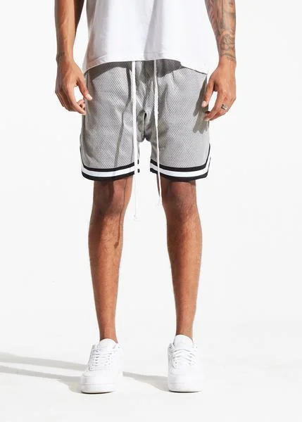 Men's Distressed Jeans with Patches for a Retro and DIY - Inspired AppearanceJordan Ball Shorts (Grey)