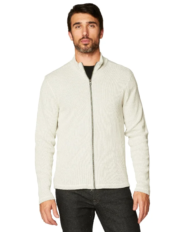 Men's Stretch Jeans with a Moisture - Wicking Lining for Active LifestylesWhite Caps Flat Back Seersucker Full Zip Mock