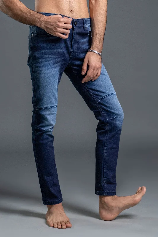 Men's Slim Fit Stretch Jeans in Dark Wash for a Modern and Comfortable LookStretchable Skinny Jeans Cut & Sew (Dark Blue)