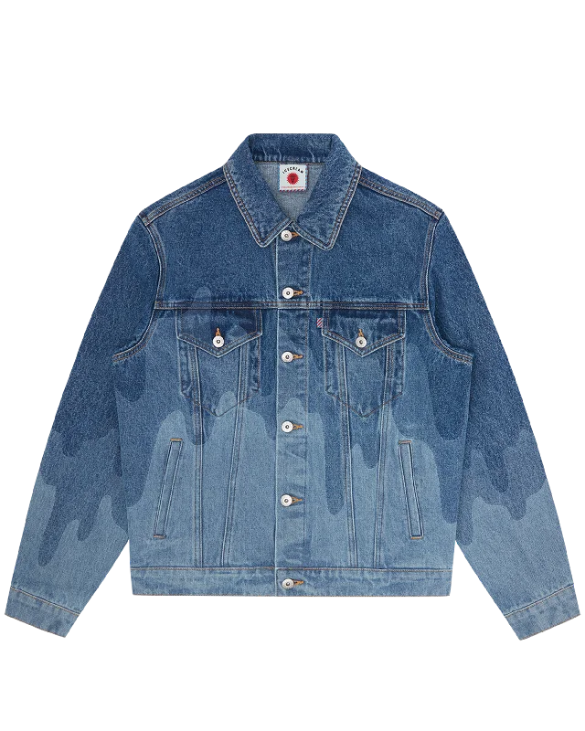 Men's Jeans with a Zip - Off Lower Leg for Convertible StyleLazer Drip Denim Trucker Jacket