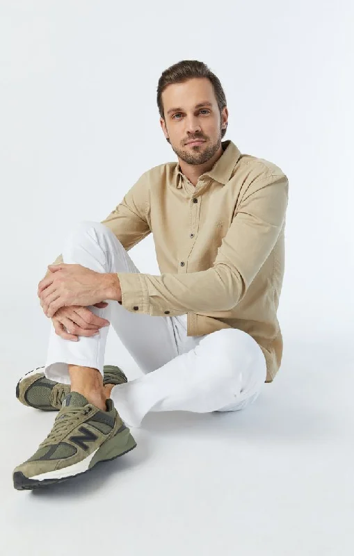 Men's Jeans with a Zip - Off Lower Leg for Convertible StyleMARCUS SLIM STRAIGHT LEG IN DOUBLE WHITE SUPERMOVE
