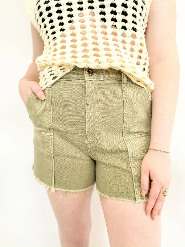 Men's Distressed Jeans with Patches for a Retro and DIY - Inspired AppearanceMatcha Cargo Shorts