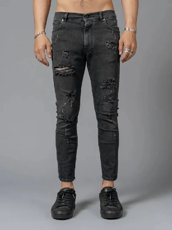 Plus Size Men's Straight Leg Jeans with Reinforced Knees for DurabilityDENIM