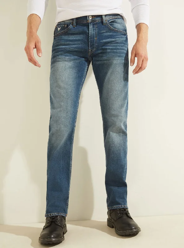 Men's Jeans with a Hidden Coin Pocket for Added ConvenienceMid-Rise Regular Straight Denim Jeans In Delta Wash