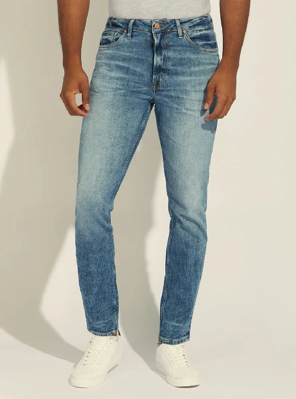 Men's Jeans with an Elastic Waistband for Ultimate ComfortMid-Rise Slim Fit Drake Denim Jeans in Pearl Wash