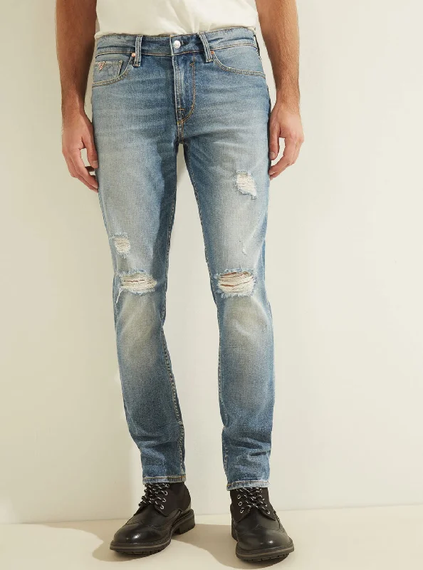 Men's Slim Fit Stretch Jeans in Dark Wash for a Modern and Comfortable LookMid-Rise Slim Tapered Denim Jean in Light Tide Wash