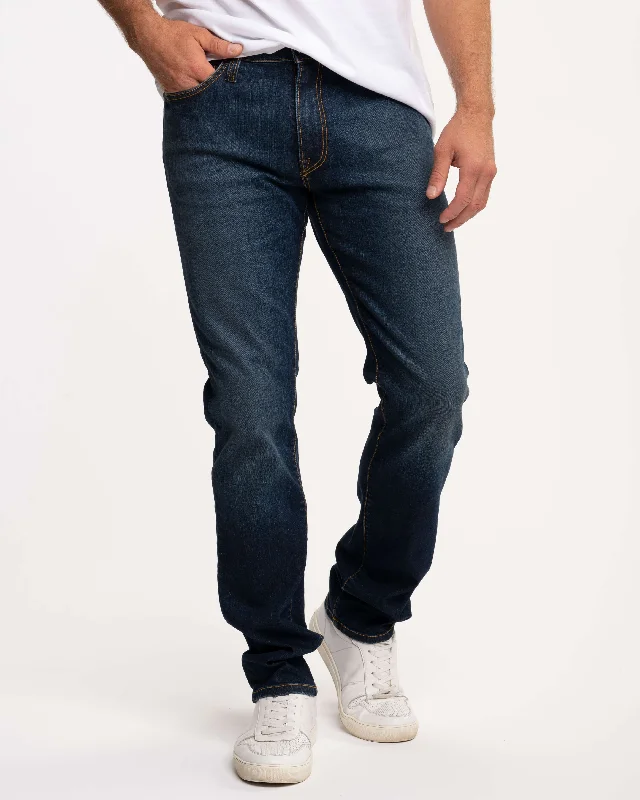 Men's High - Waisted Jeans in a Medium Wash for a Vintage - Style RevivalNo. 11 Classic Fit Eureka Flex