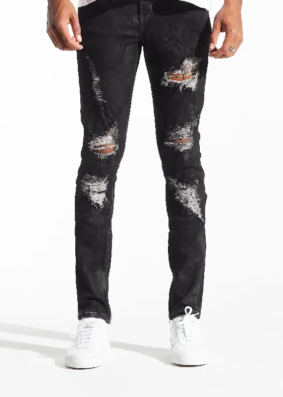 Men's Jeans with a Button - Fly for a Traditional and Classic AestheticPacific Denim (Black on Black)