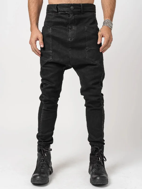 Men's Stretch Jeans with a Moisture - Wicking Lining for Active LifestylesDouble Pocket Leather-Effect Pants