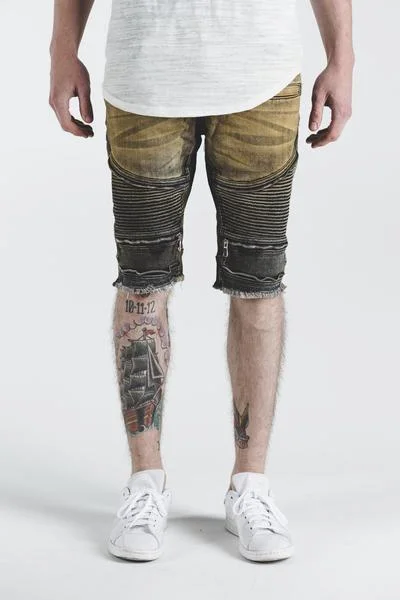 Men's Straight Leg Raw Denim Jeans for a Minimalist and Durable OptionPete Biker Denim Shorts (Black Vintage)