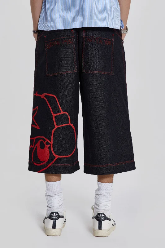 Men's High - Waisted Jeans in a Medium Wash for a Vintage - Style RevivalVolume Up Oversized Jorts Men's High - Waisted Jeans in a Medium Wash for a Vintage - Style RevivalVolume Up Oversized Jorts