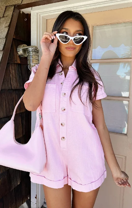 Men's Jeans with a Cargo - Inspired Knee Pocket for Extra StorageRange Romper ~ Candy Pink Denim
