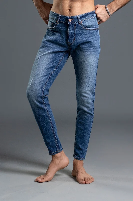 Men's Stretch Jeans with a Moisture - Wicking Lining for Active LifestylesMid Rise Skinny Denim Jeans (Powder blue) (Sniper )
