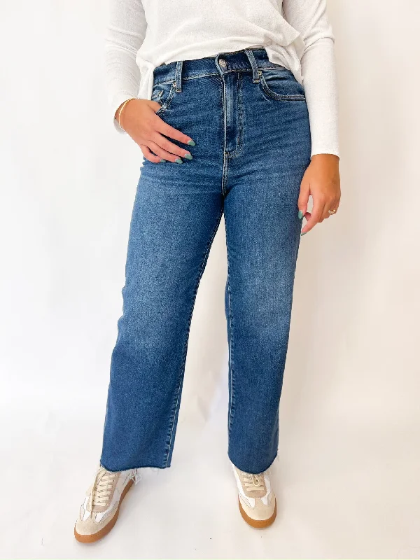 Plus Size Men's Relaxed Fit Jeans with a Faded Wash for a Vintage - Inspired LookUptown Pleaser High Rise Wide Ankle