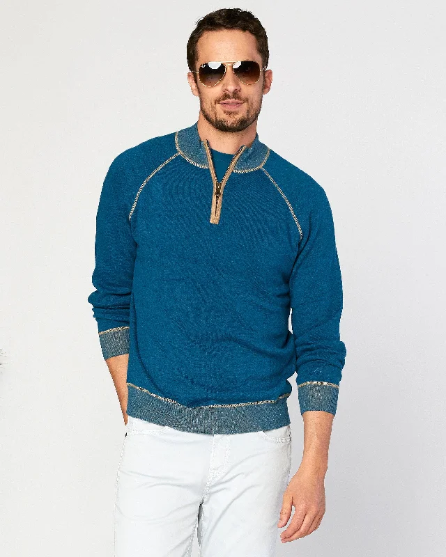 Men's Low - Rise Jeans in a Light Wash for a Casual and Youthful LookVictory At Sea Supima Zip Mock