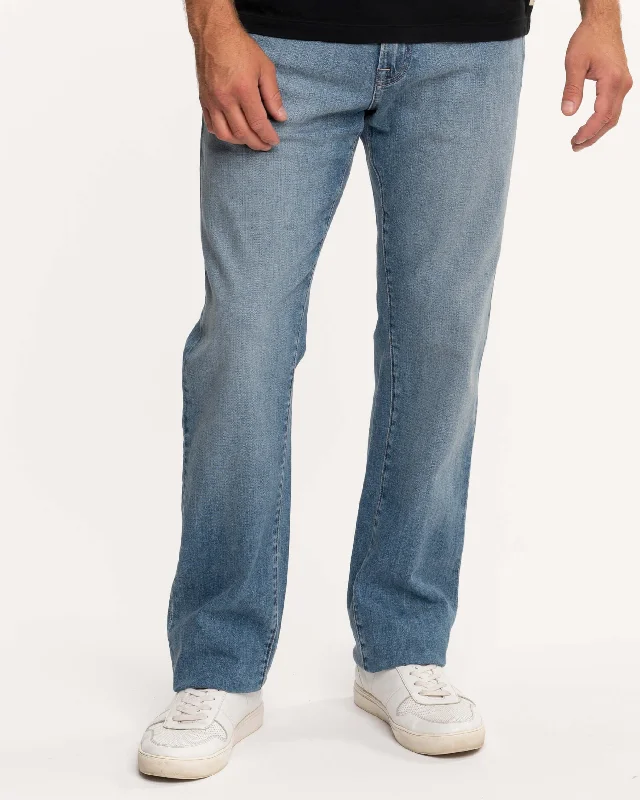Men's High - Waisted Jeans in a Medium Wash for a Vintage - Style RevivalNo. 7 Waterman Newport Rinse Flex