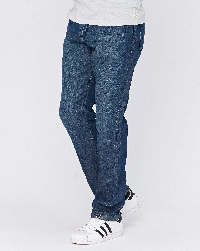 Men's High - Waisted Jeans in a Medium Wash for a Vintage - Style RevivalNo. 7 Waterman Relaxed Fit Deep Marine Linen