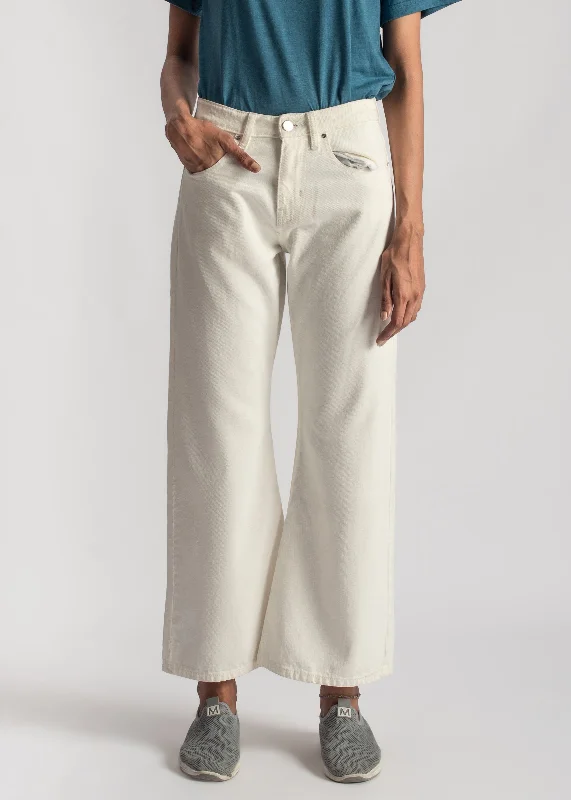 Men's Jeans with a Zip - Off Lower Leg for Convertible StyleWhite Flare Jeans