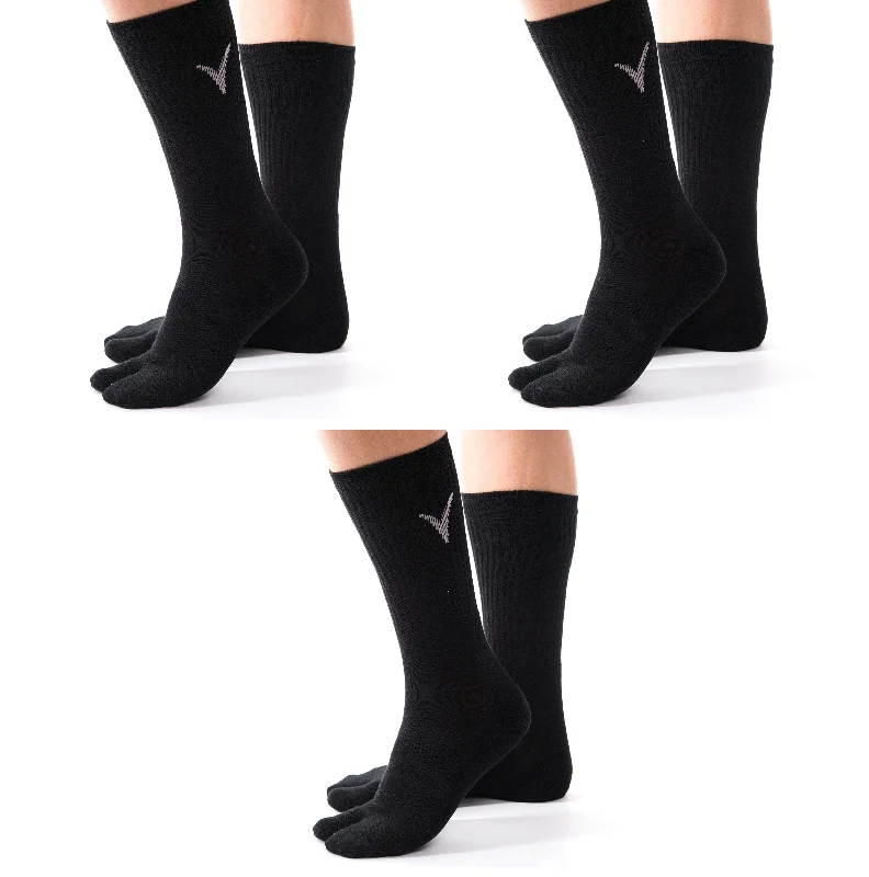 Diabetic men's socks for proper circulationV-Toe Socks, Inc Unisex Casual Black Solid Socks (3 Pairs)