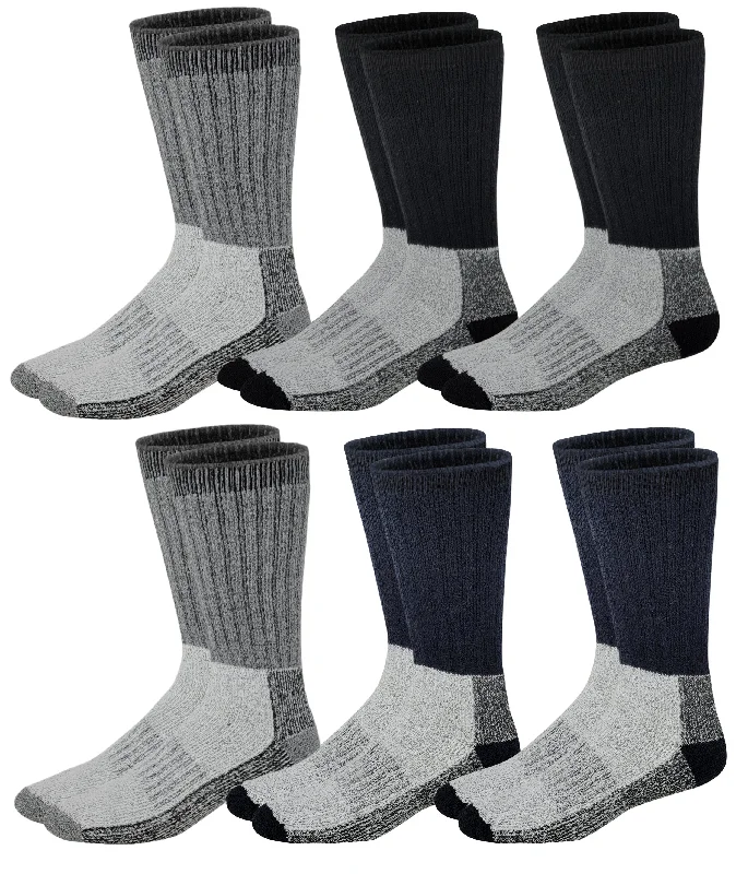Stretchable men's socks for a flexible fitThermal Winter Socks | Assorted Color Heavy Weight Wool Blend | Men's (6 Pairs)
