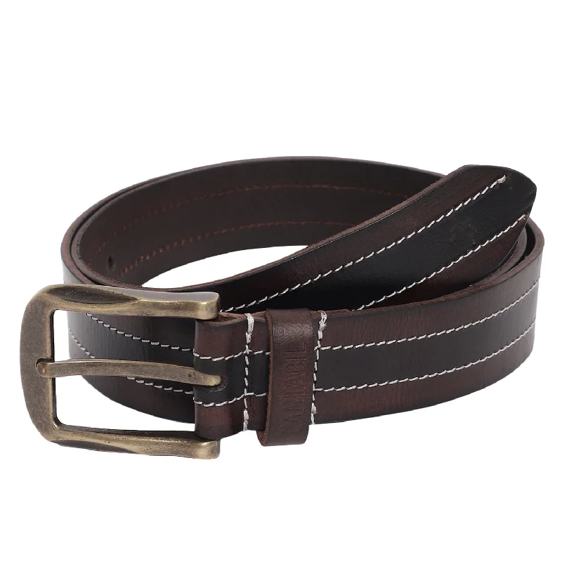 Merino wool men's socks for warmth and breathabilityMen's Brown & Black Casual Single Side Belt
