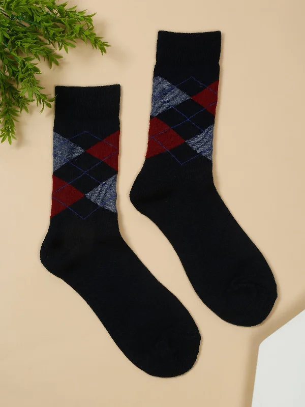 Novelty men's socks with unique patternsMen's Navy Blue Basic Crew length Socks -Pack of 3