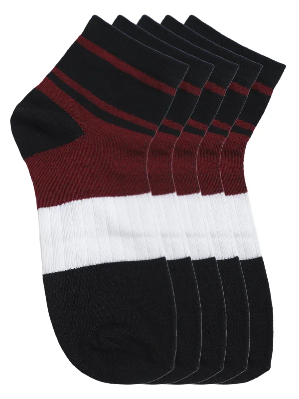 Moisture - wicking men's socks for drynessMen's Maroon Fashion Ankle length  Socks -Pack of 5