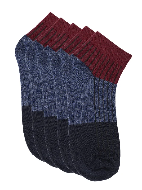 Knee - high men's socks for a vintage styleMen's Maroon Fashion Ankle length  Terry Socks -Pack of 5