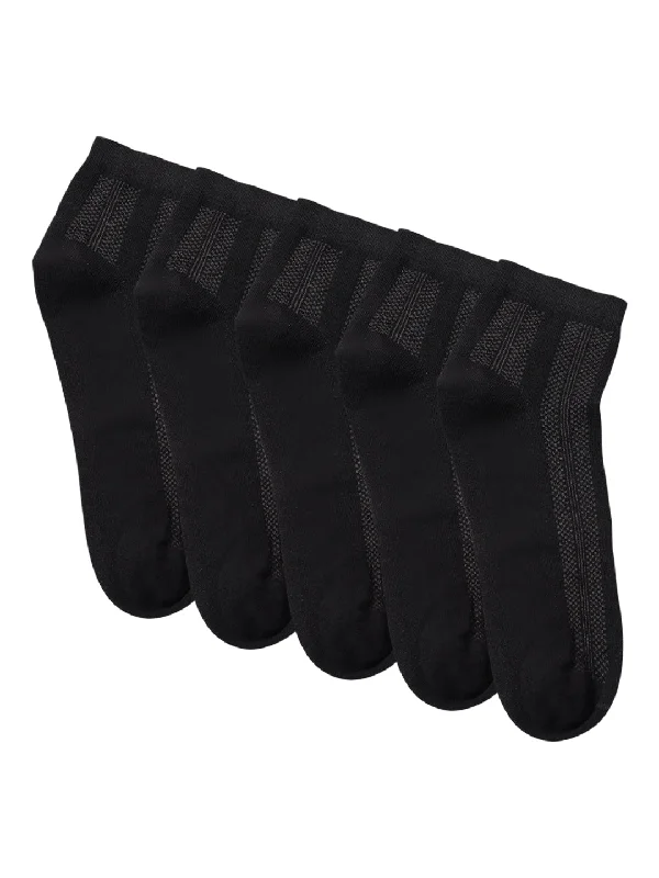 Stretchable men's socks for a flexible fitMen's Black Basic Ankle length Socks -Pack of 5