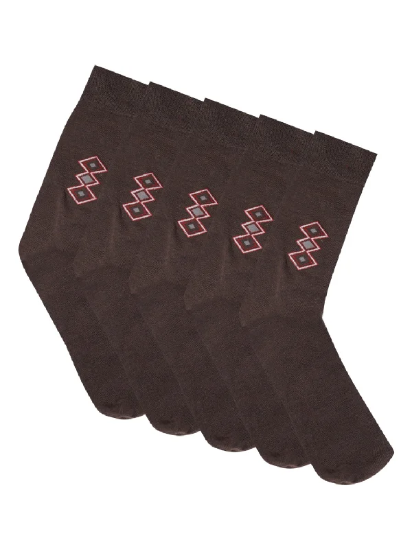 Stretchable men's socks for a flexible fitMen's Brown Basic Crew length Socks -Pack of 5 Stretchable men's socks for a flexible fitMen's Brown Basic Crew length Socks -Pack of 5